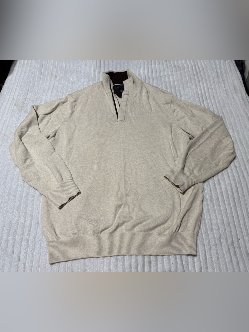 Tommy Hilfiger Men's Light Beige quarter zip Sweater